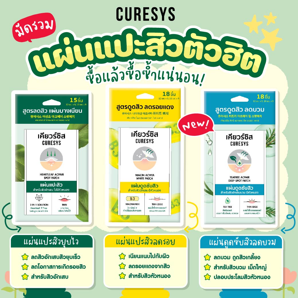  Curesys แผ่นแปะสิว (มี 3 สูตร)