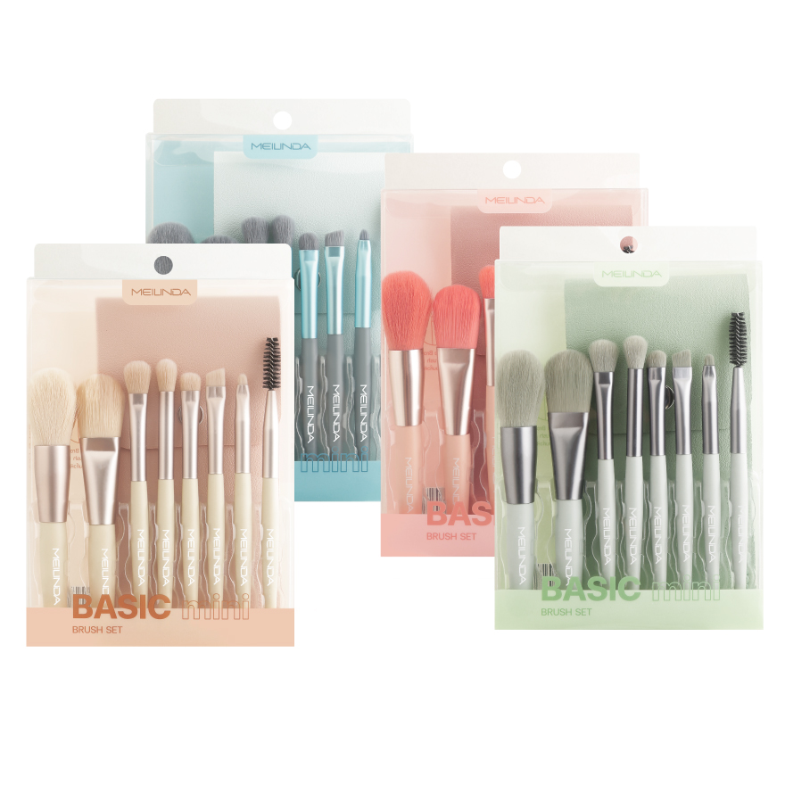MEILINDA ชุดแปรงแต่งหน้าBasic mini brush set 8ชิ้น MC4297 (แถมกระเป๋า 1 ใบ)