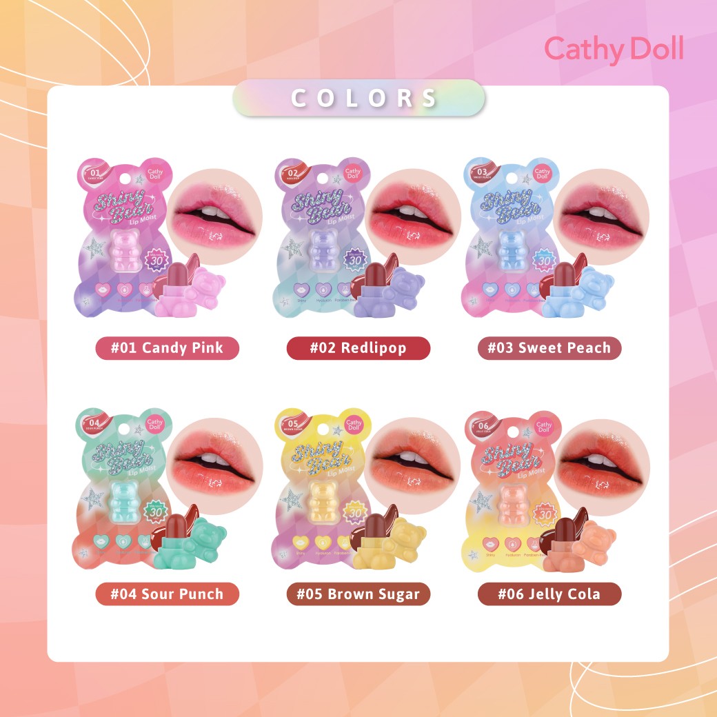 CATHY DOLL ลิปหมีมีมอยส์   (ไชน์นี่แบร์) 1.1g