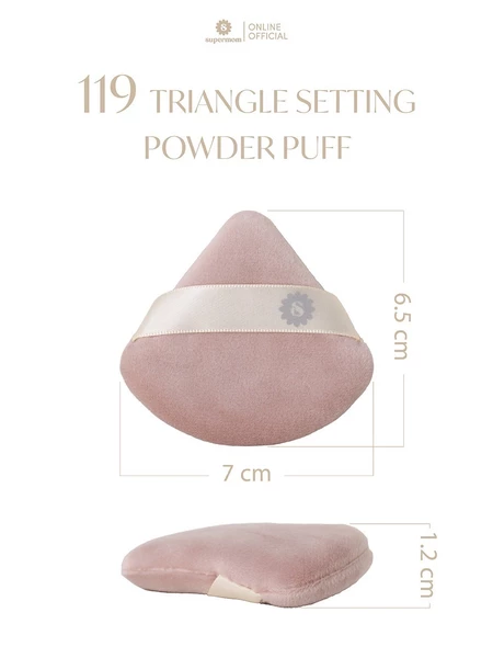 SUPERMOM l 119 Triangle velour powder puff พัฟแป้งฝุ่น (มีตลับใส่แถมให้)