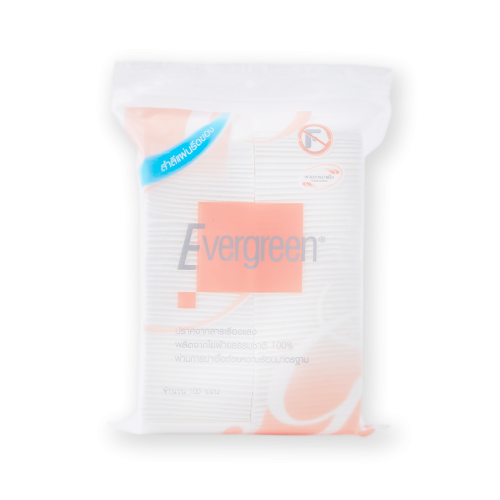 Evergreen สำลีรีดขอบ 100 แผ่น