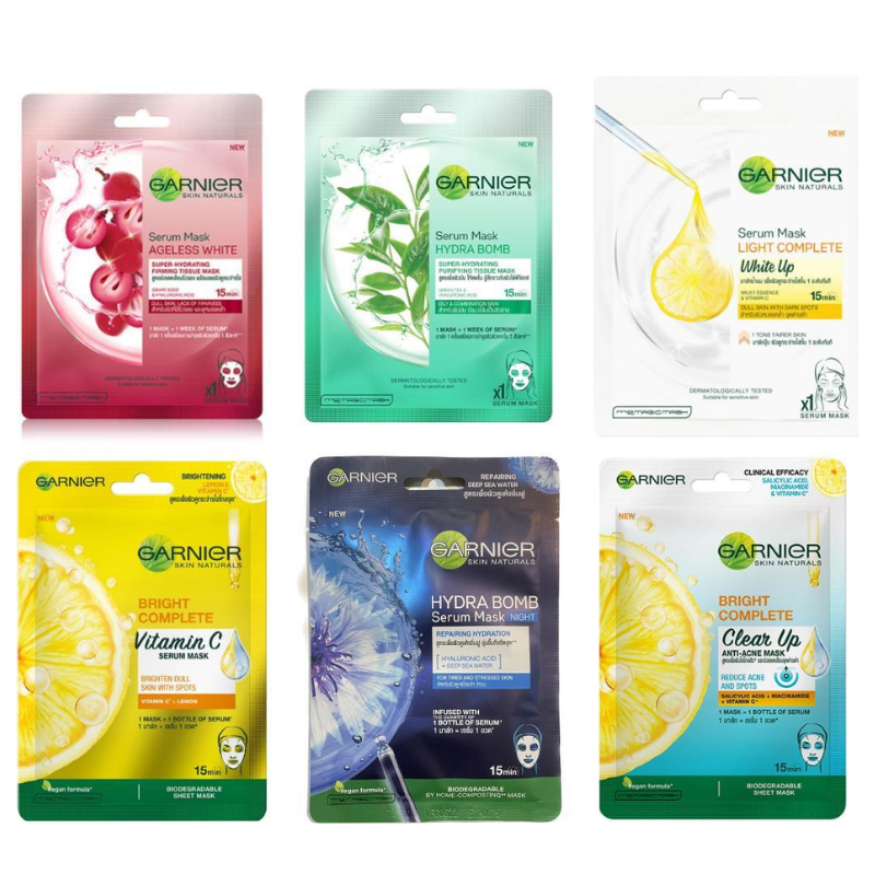 (ซื้อ1 แถม1 ราคา 79 บาท กรุณาเลือกเป็นคู่ค่ะ)GARNIER Serum Mask