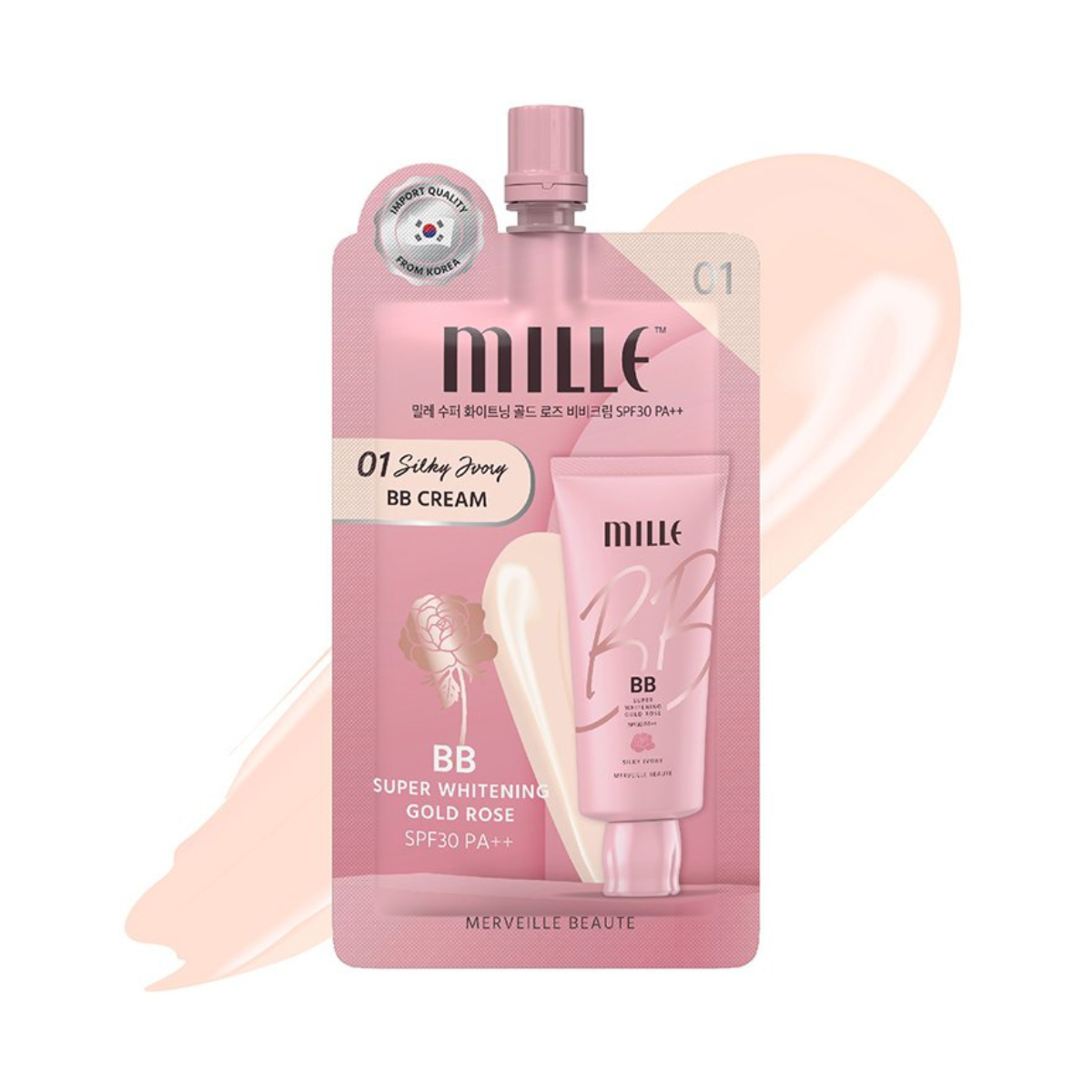 MILLE Super Whitening Gold Rose BB Cream SPF30+++ 6g.