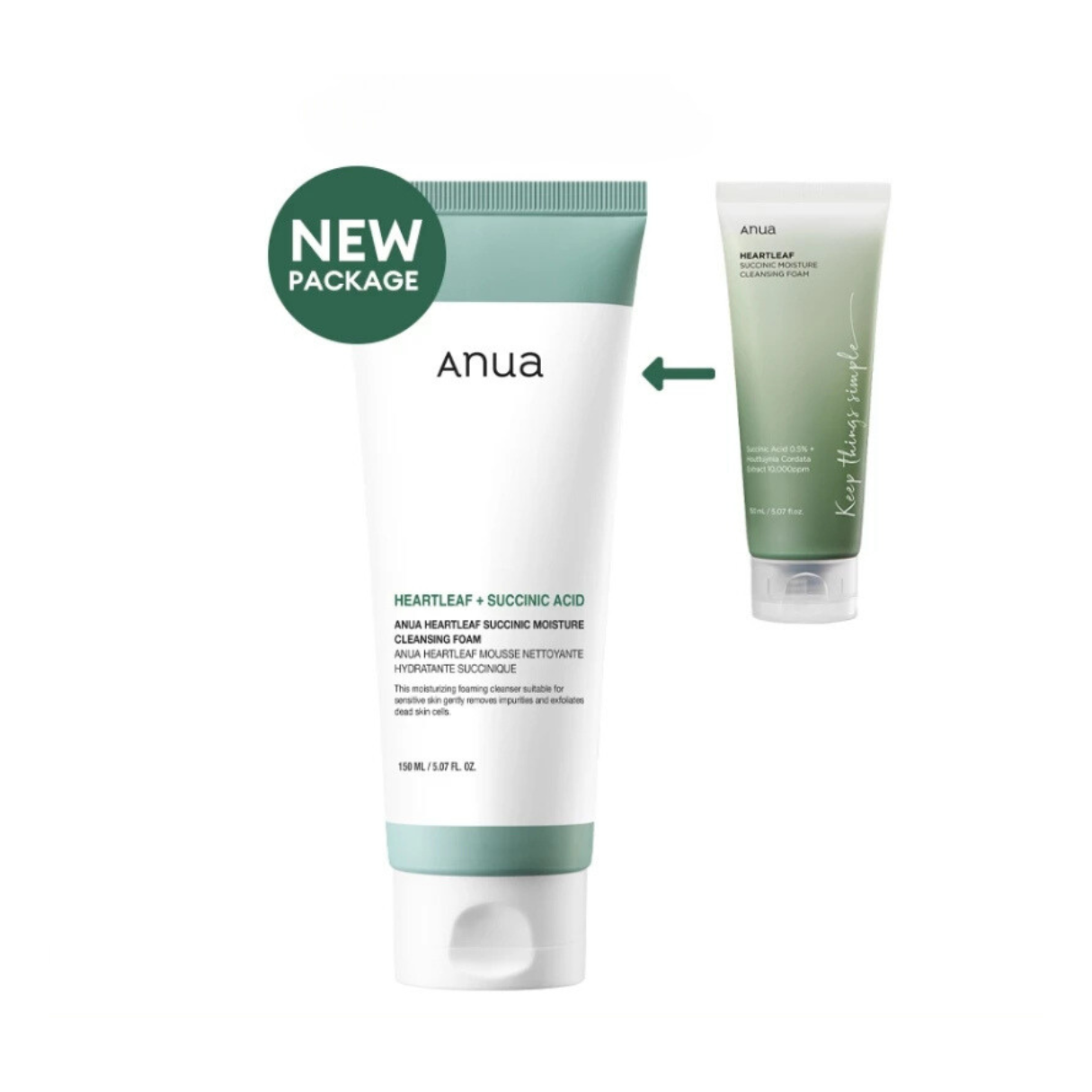 ANUA Heartleaf Succinic Moisture Cleansing Foam 150ml.